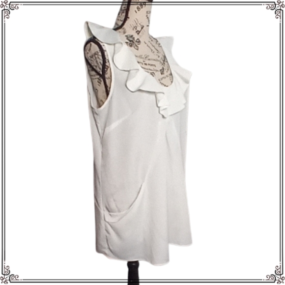 Daniel Rainn Ruffled Ivory Cocktail Flowy Lightweight Mini Dress Size Large - Picture 4 of 8